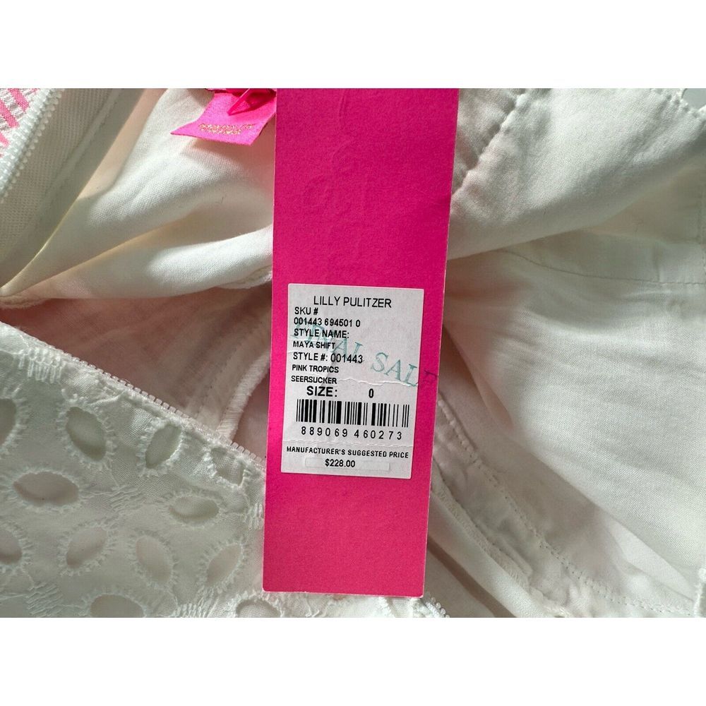 Lilly Pulitzer Maya‎ Shift Dress White & Pink Seersucker Size 0 NEW - Picture 9 of 12